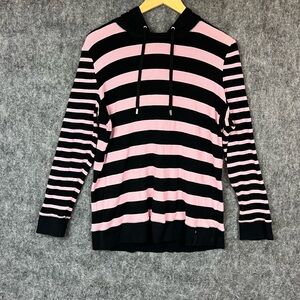 Ralph Lauren Pink and Black Striped Turtleneck Sweater Size XL
